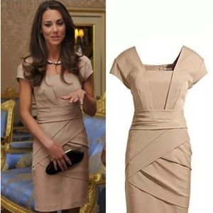 COPY - Reiss Shola Camel Tan Bandage Sheath Dress As Worn By Kate Middleton Siz…